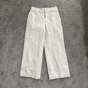 Club Monaco Cropped Wide Leg Pants Size 0‎ Off White Cotton Casual Trousers